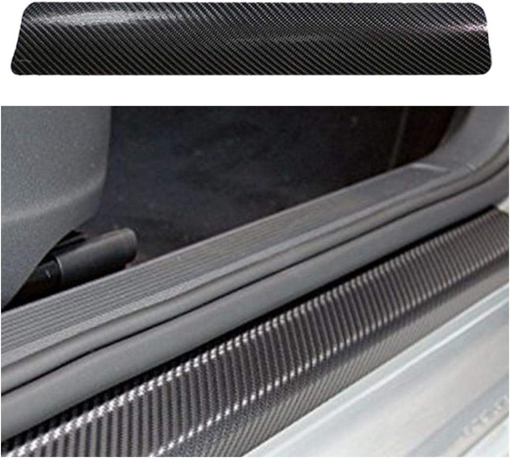 Kloius 4pcs Car Door Sill Scuff Anti Scratch Adhesive Carbon Fiber Stickers Car Protector