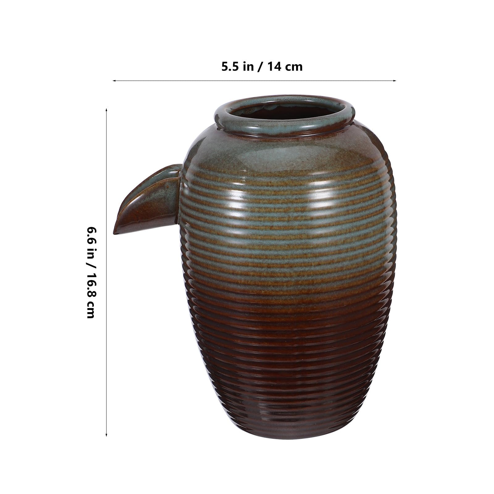 2 Pezzi Fontana da Giardino Esterno in Ceramica a Forma di Vaso con Cascata Ricircolante e Circolazione Naturale Dell'acqua per Patio e Stagno Acquatico