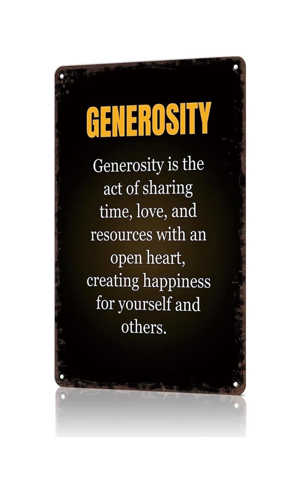 ZDVHOMCB Classic Generosity Definition Metal Plaque Humorous Meaning Artwork Distressed Finish For Bedroom Den 8 X 12 inch