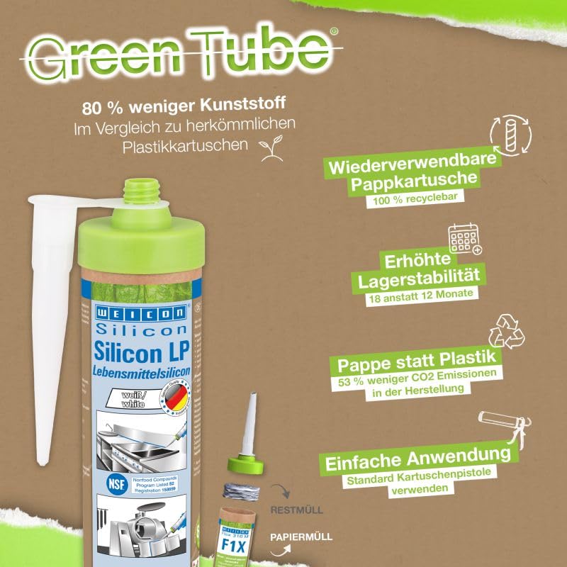 WEICON Green Tube Silicon LP, transparent, 280 ml, Set