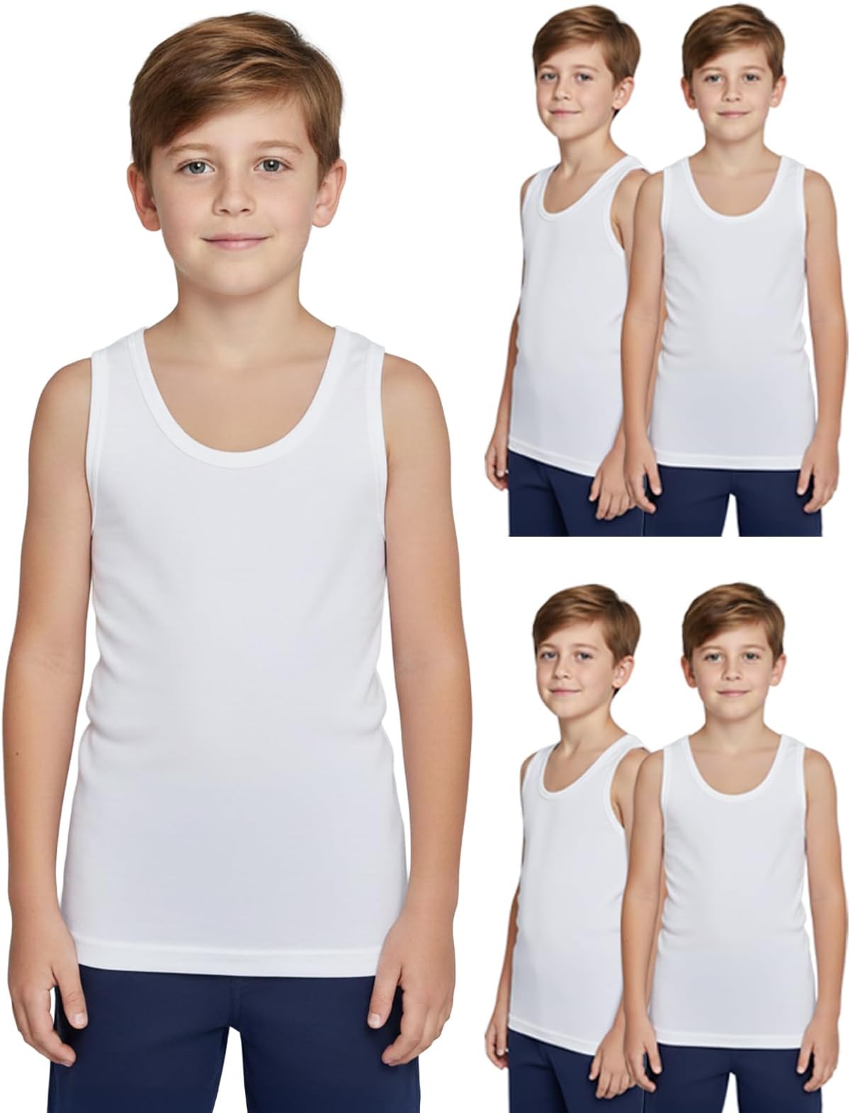 - Kids Boy's Regular Fit Top | 100% Cotton| Skin Friendly | Lightweight | Sleeveless Design | Pack of 5