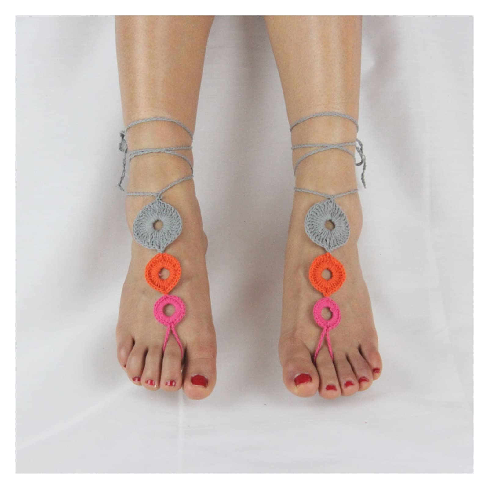 Fußkettchen/Fußkettchen Einheitsgröße Häkel-Fußkettchen-Tanzen-Yoga-Häkelschmuck-Baumwoll-Handblumen-Fußkettchen-Fußkettchen