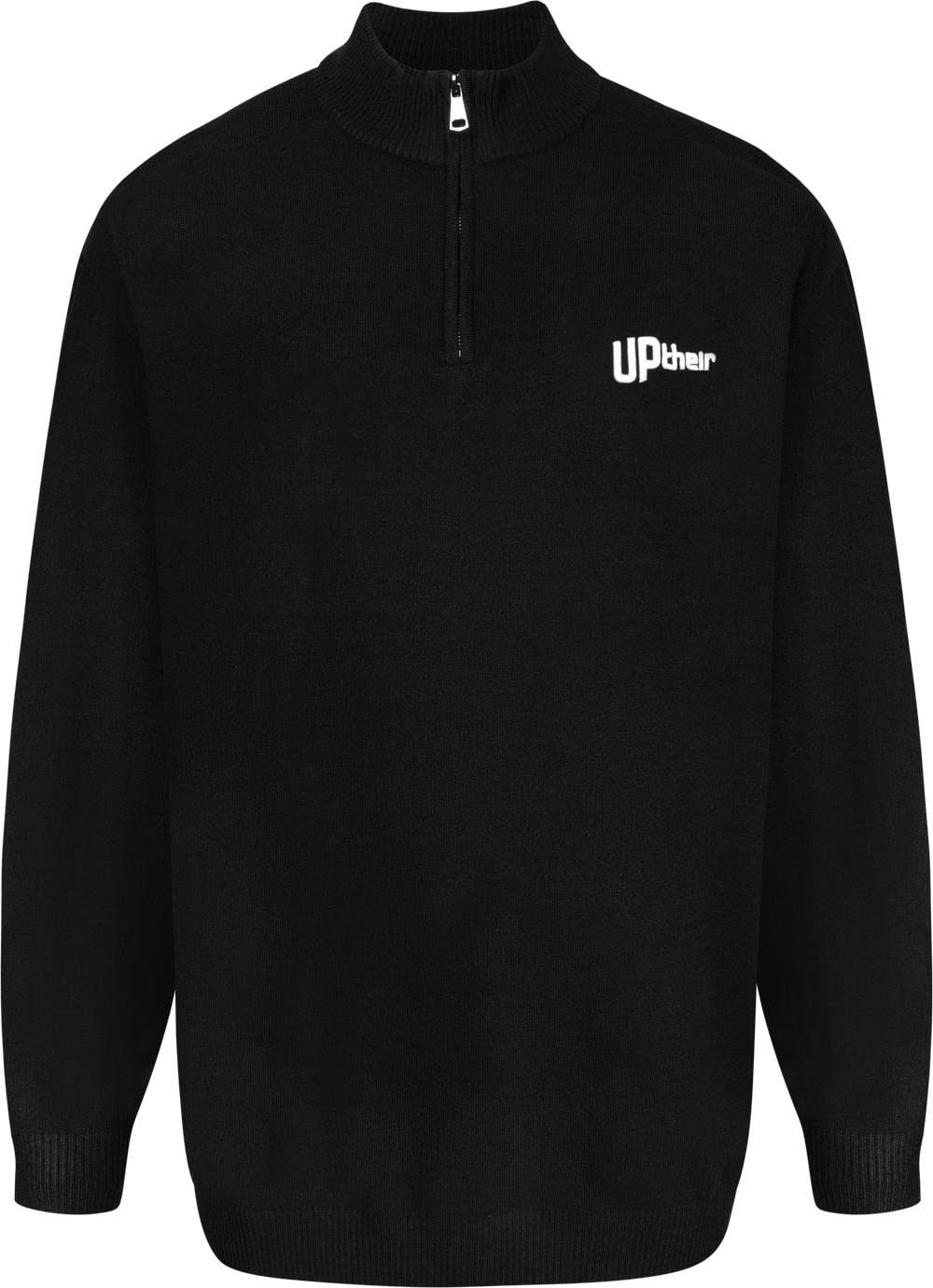 Uptheir Mens Finch Essential Half Zip Knit Jumper - Black - 6XL