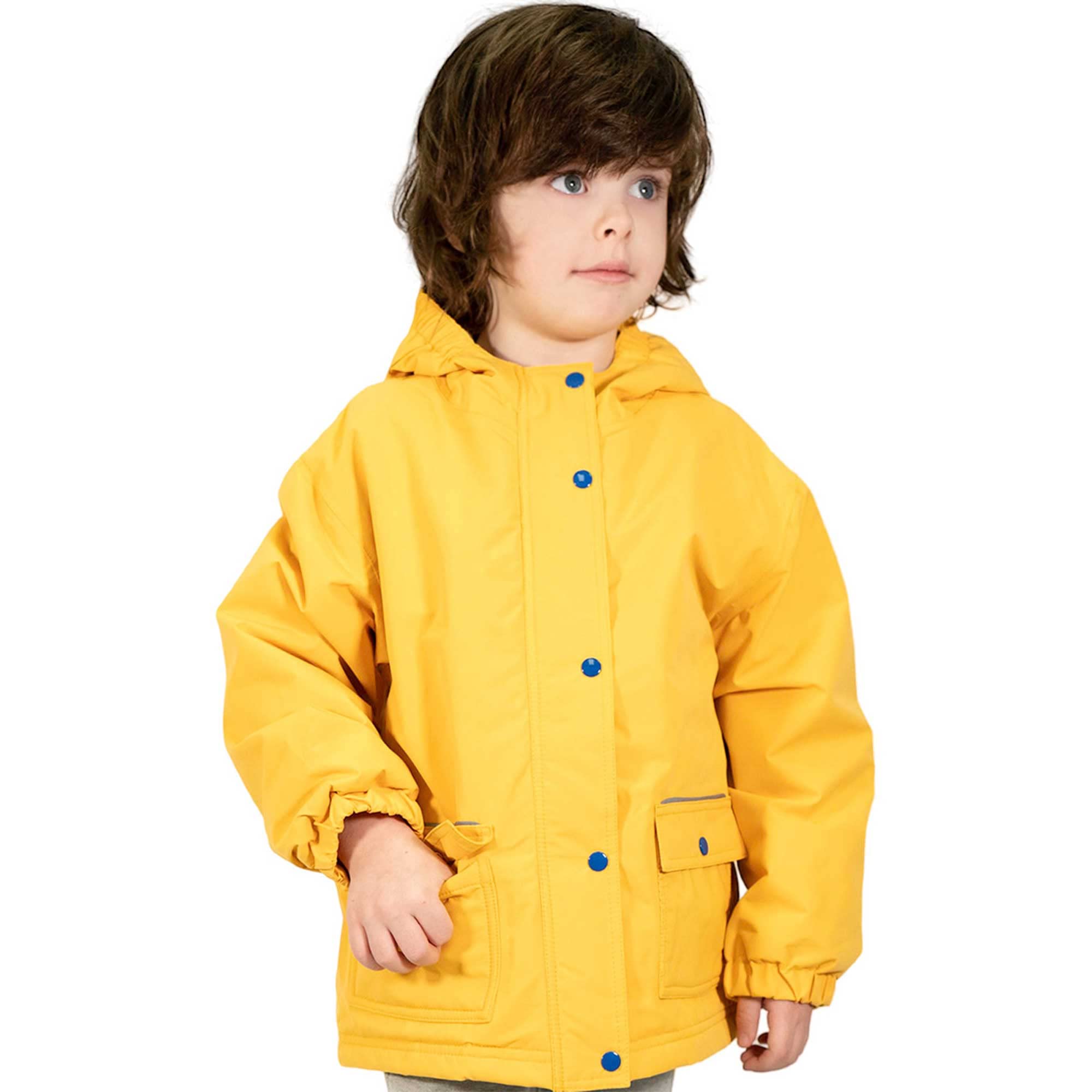 JAN & JUL Toddler Water-proof Fleece-lined Rain Coat for Boys and Girls, Hooded Jacket (Yellow, 3T)