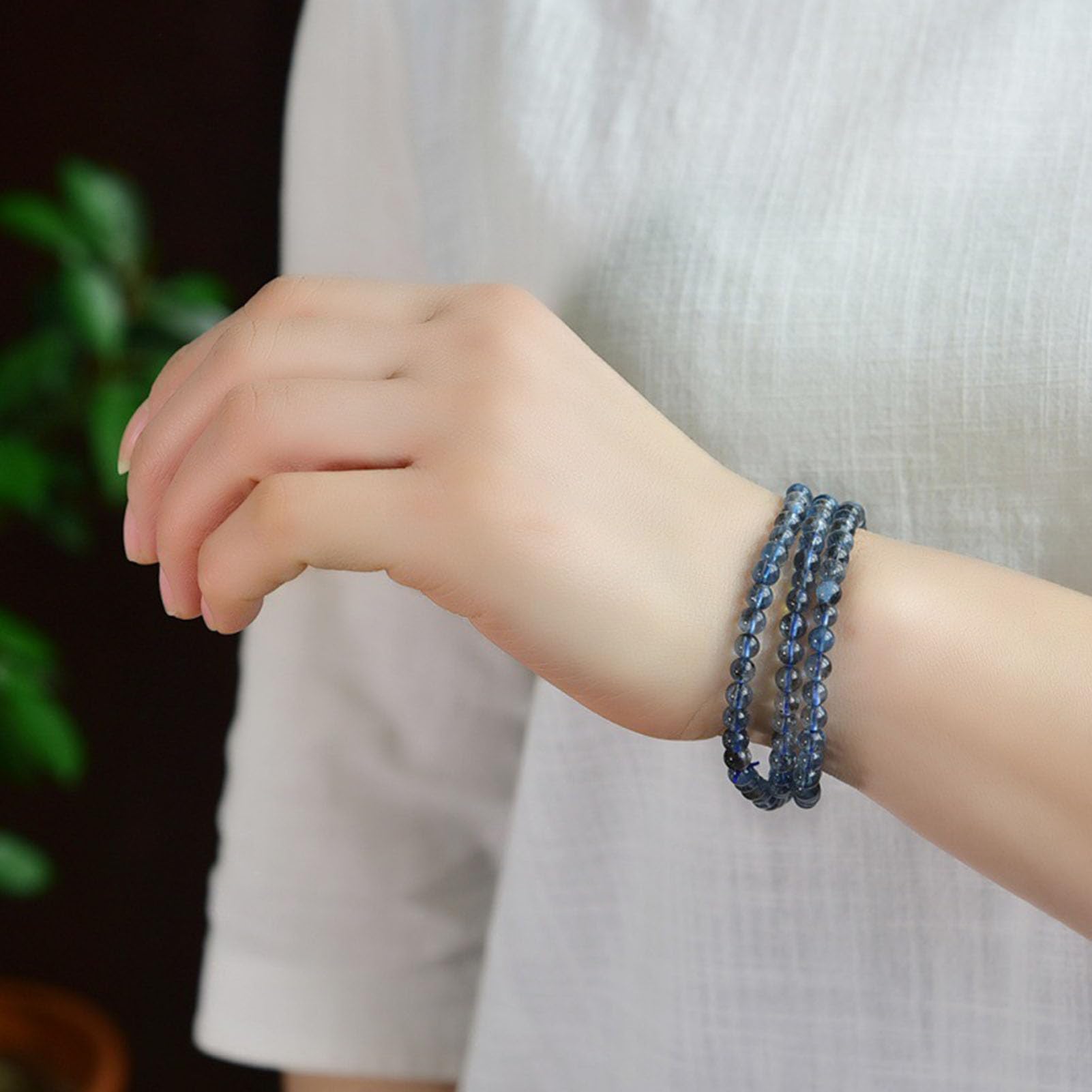 Bracciale Yoga in Pietra Acquamarina, Braccialetti Elasticizzati in Vera Pietra Bracciale con Perline di Cristallo Azzurro per Pace e chiarezza, Gioielli Elastici Regolabili,7MM