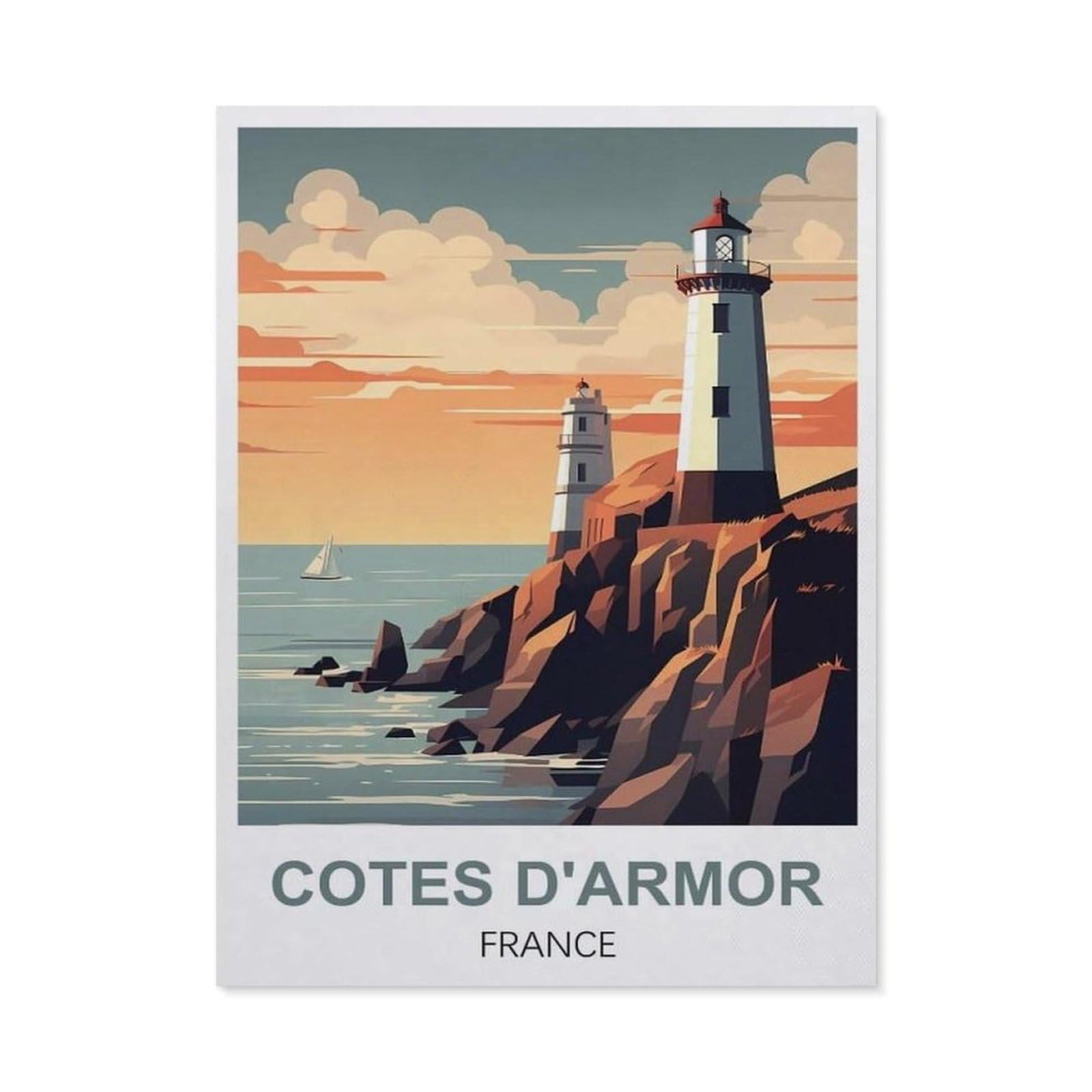 Funny Metal Tin Sign Wall Decor，Cotes D'armor France(20x30cm）