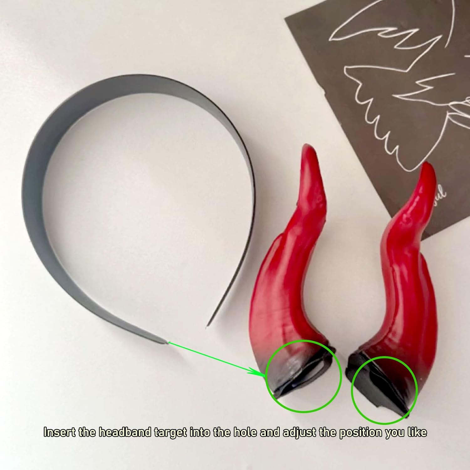 Devil Horns Headband for Women & Men- Red Halloween Hairband, Cosplay Costume Horn Hair Hoop, Gothic Devil Horn Hair Accessory for Halloween Parties, Rave, Cosplay (Red)