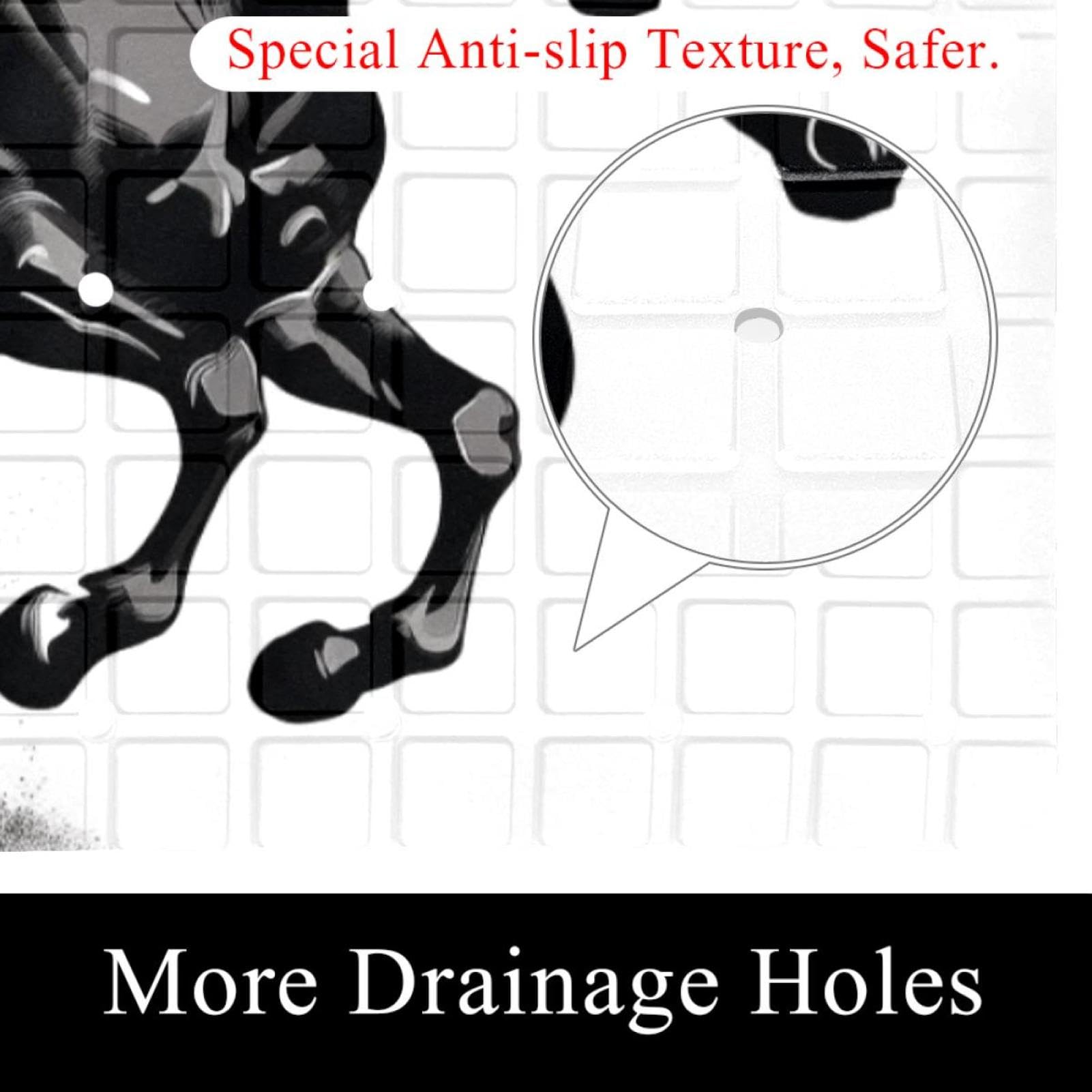 Tapis de bain de qualité supérieure - Antidérapant, facile à nettoyer et sans danger pour toute la famille - Imprimé chevaux