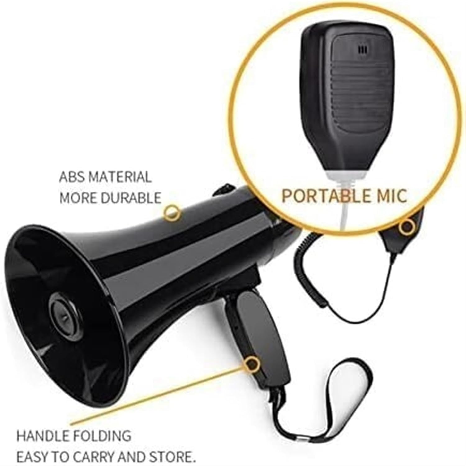 Megaphone Loud Hailer Hand Megaphone High Power Portable Support Mp3 Bullhorn Speaker Outdoor Activities Megaphone for Sport