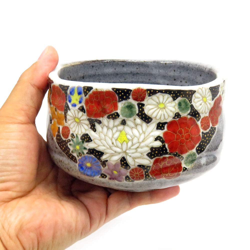 陶芸　茶道碗 カフェ用品 「コーヒー碗 金彩 藤 木箱付」 金龍窯 江口天童