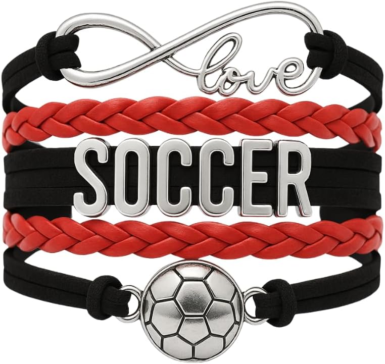 Sportybella - Soccer Charm Bracelet, Adjustable Bracelet Gift for Players and the Team
