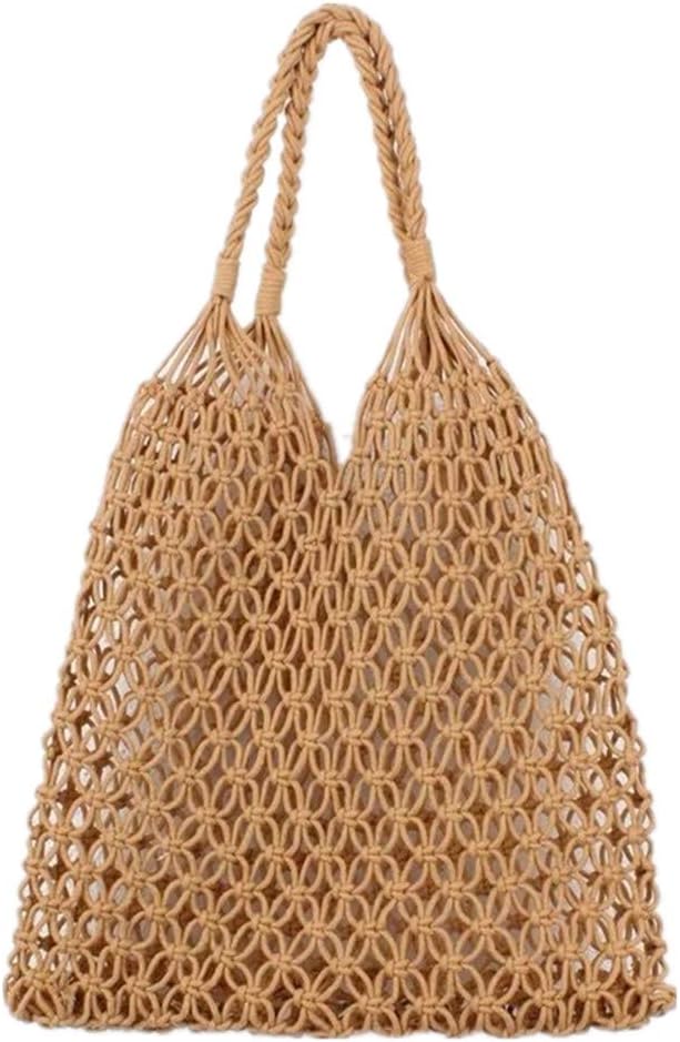 HixixiHixixi Cotton Rope Travel Beach Fishing Net Handbag Shopping Woven Shoulder Bag for Women Girls
