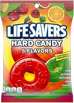 LIFE SAVERS 5 Flavors Hard Candy Bag, Hard Candy for Goodie Bags, Road Trips, Treats, 6.25 oz (Pack of 12)