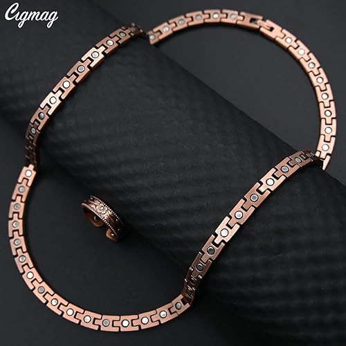 Miniatura 9 de Collar de cobre para hombres y mujeres  Collar magnético 99% sólido cobre puro anillo conjunto de imanes ultra fuertes  con herramienta de tamaño