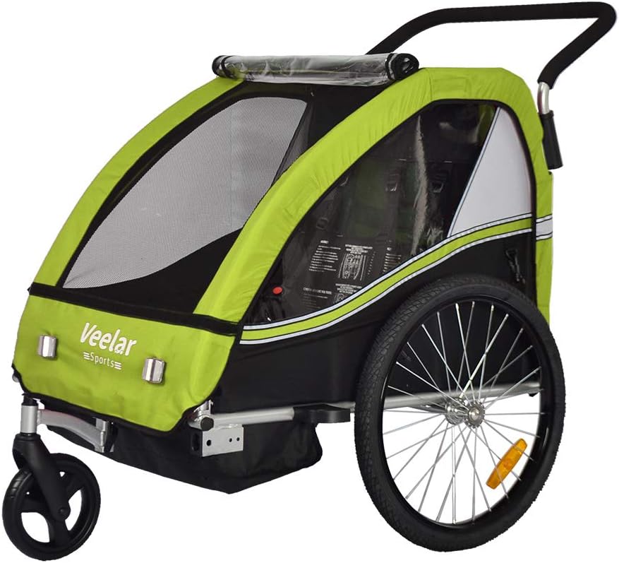 Veelar Bike Trailer & Stroller 2 in 1 Double Seat for Toddlers, Kids, Child Bicycle Carrier Jogger