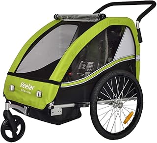 Veelar Bike Trailer & Stroller 2 in 1 Double Seat for Toddlers, Kids, Child Bicycle Carrier Jogger