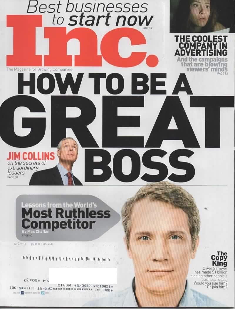 INC. MAGAZINE JUNE 2012 (HOW TO BE A GREAT BOSS)