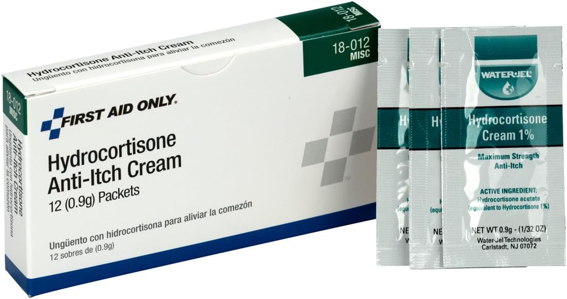 First Aid Only 18-012 Hydrocortisone Cream Packets, 12 Count