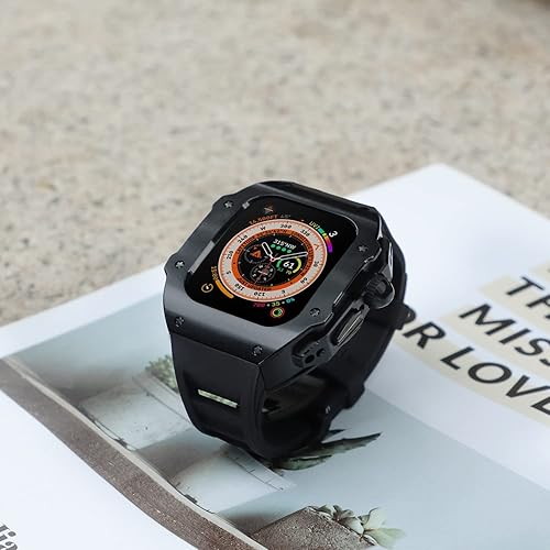 Miniatura 6 de Kit de modificación de banda de caucho fluorado de 1.929 in para Apple Watch Ultra Luxury Flúor correa cubierta conjunto para iWatch Ultra