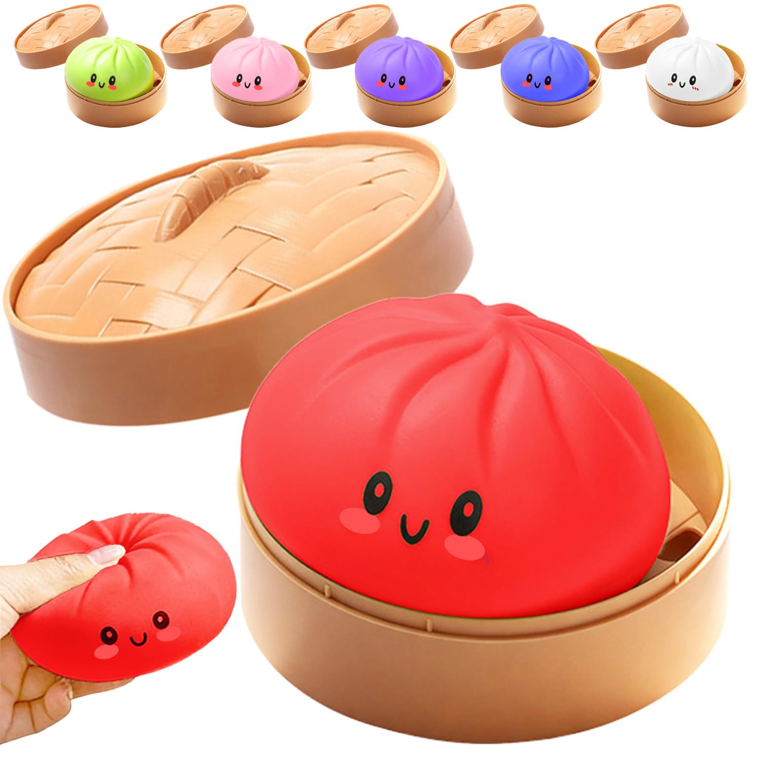 Dumpling Squishies Toy,Glitter Mystery Squishy Dumpling Box,Colorful Dumplings Stress Fidget Toys,Soft Anxiety Relief Sensory Squeeze for Toddler,Boys,Easter Basket Stuffers for Kids(Glitter Clear) — view 12