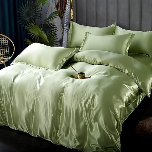 Vista 37 de Feelyou Juego de ropa de cama de satén similar a la seda, tamaño Queen, juego de funda de edredón sedosa rosa de lujo, funda de edredón suave, Multi