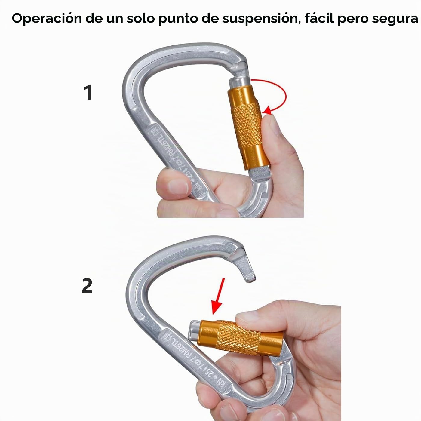 Mosquetones de Bloqueo, Mosquetones de Escalada Gancho Mosquetón de Trabajo Pesado con Tapón de Rosca para Camping, Hamacas, Columpio, Llavero