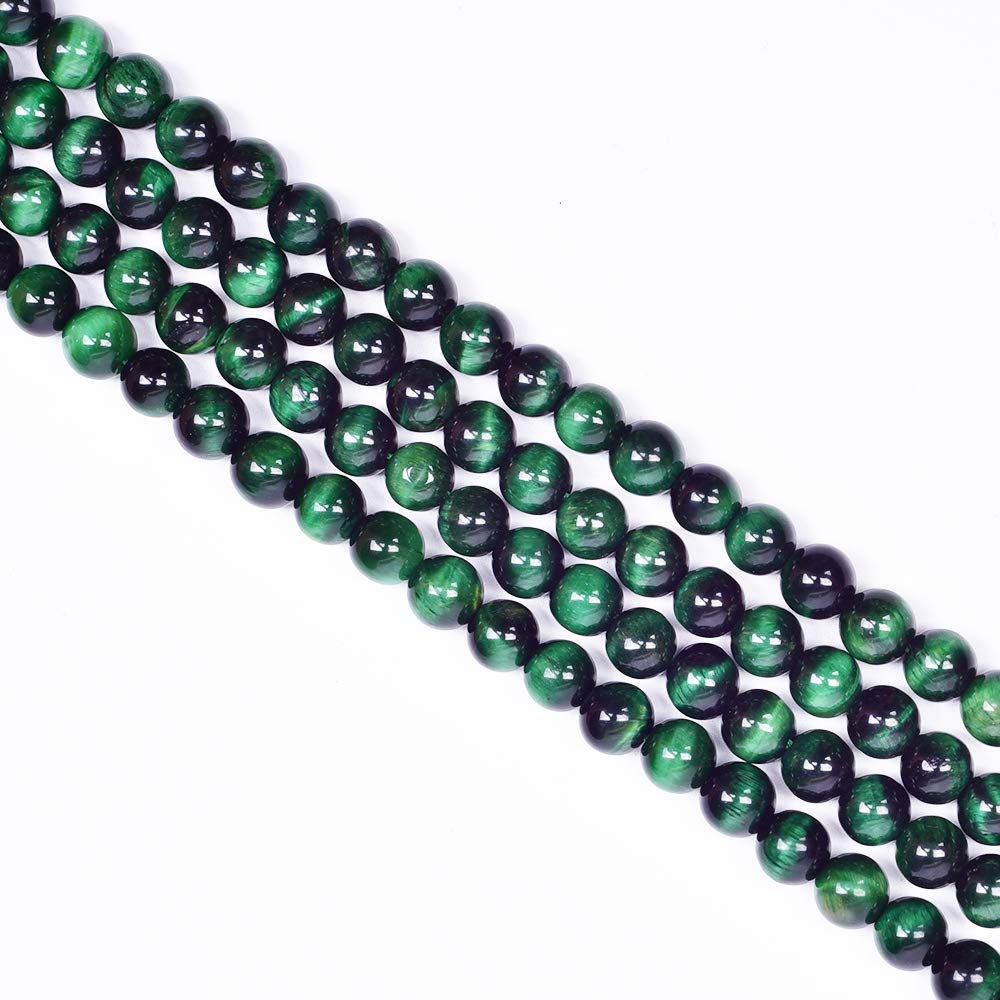 Asingeloo 6MM Natural Green Tiger eye Round Gemstone Loose Beads for DIY Jewelry Making 15" a Strand Stone Beads