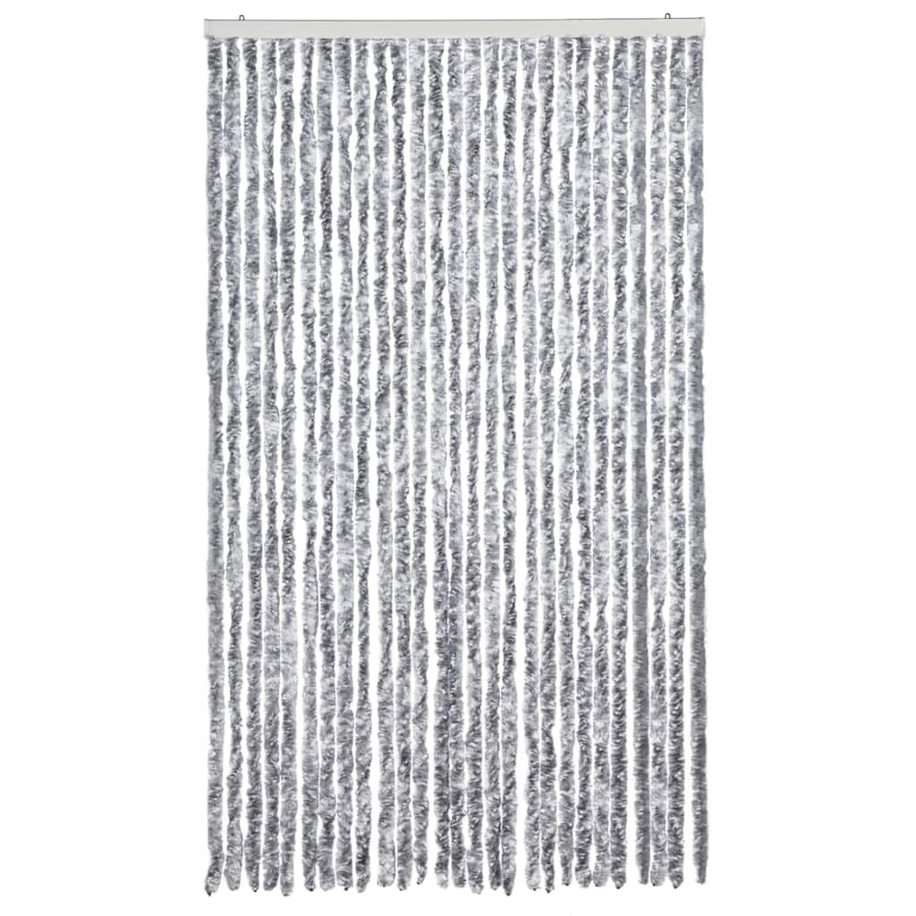 Zasłona szenilowa, biała, szara, 118 x 220 cm, siatka na muchy, siatka okienna, zasłona, lamela, zdejmowana zasłona na balkon, taras, do kuchni, piwnicy, wentylacja przeciw owadom
