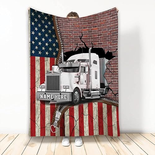 Miniatura 10 de OhaPrints Manta de forro polar suave con nombre personalizado de color rojo, camionero, camionero, camionero, camionero, conductor, manta de forro