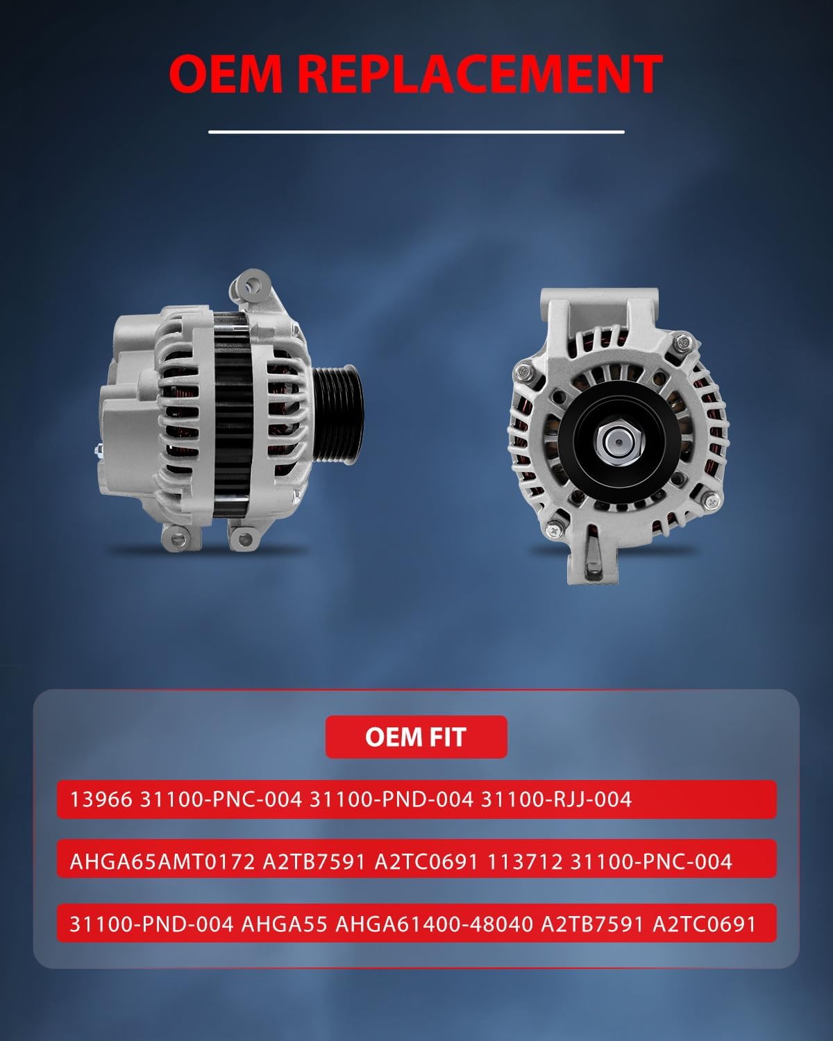 cciyu Alternator Fit for 2.4L CR-V 2002 2003 2004 2005 2006 13966 12V 1-2530-01MI 13966 AMT0172