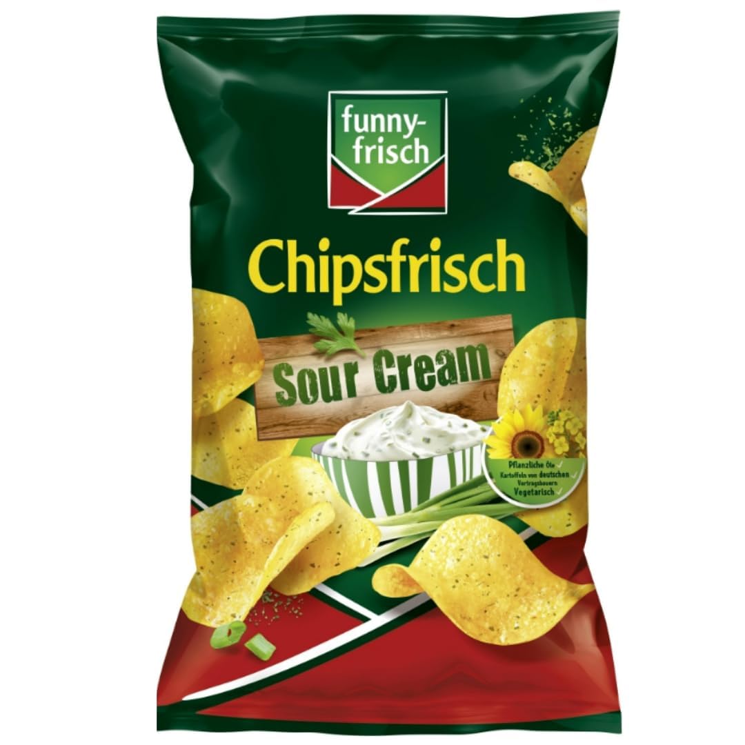 Funny-frisch Chipsfrisch Sour Cream Chips Cracker 150 gramm x 10 Stück mit Pufai
