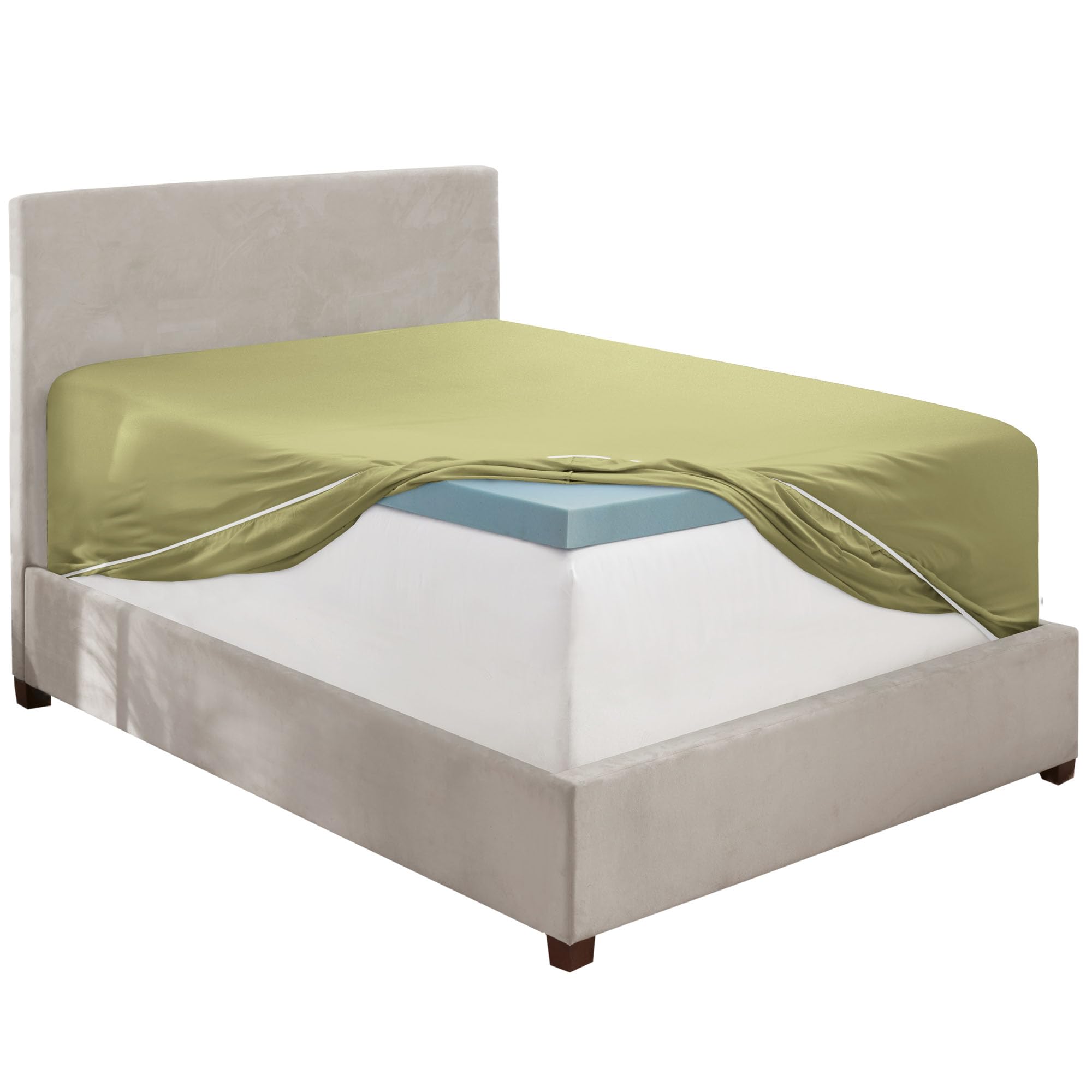 Hearth &amp; Harbor Extra Deep Pocket King Fitted Sheet, Olive Green