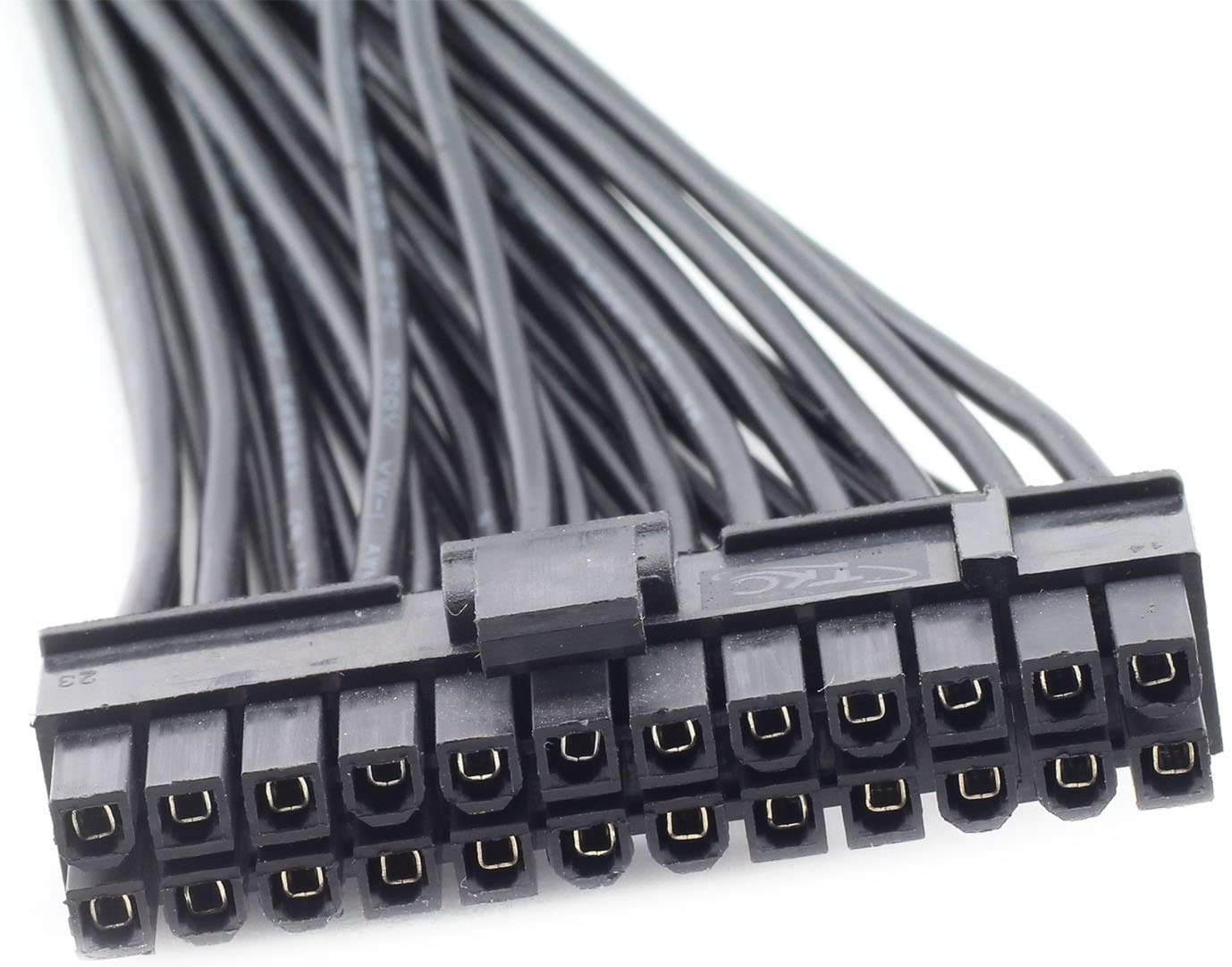 Traovien SATA Cables, Dual PSU Power Supply 24-Pin Adapter Cable for ATX Motherboard 18AWG - 1FT