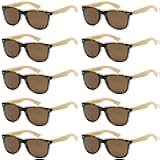 Wholesale Bamboo Sunglasses Retro 80's Wood Sunglasses Men-Cool Sunglasses for Men & Women-10 Pack