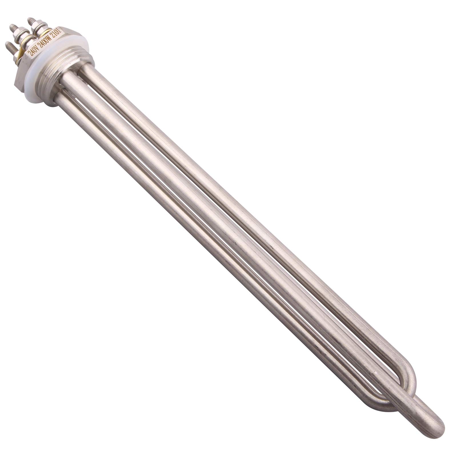 DERNORD 1 pulgada DN25 elemento calefactor doble U tipo calentador eléctrico BSP 33.25mm rosca acero inoxidable brida 240V 2400W