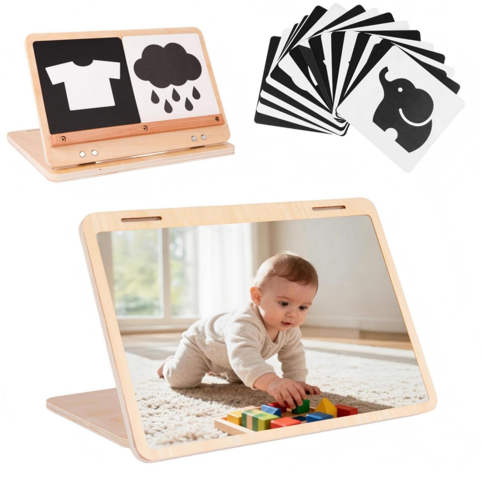 Photo 1 of TenderBloom Tummy Time Mirror with High Contrast Cards