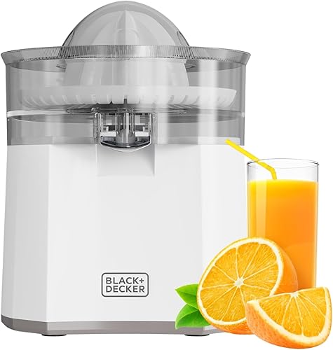 Black+Decker - Exprimidor Citrus BXCJ40E 40W Vertido continuo Piña grande Sistema de goteo de acero inoxidable Rotación bidireccional Sin BPA