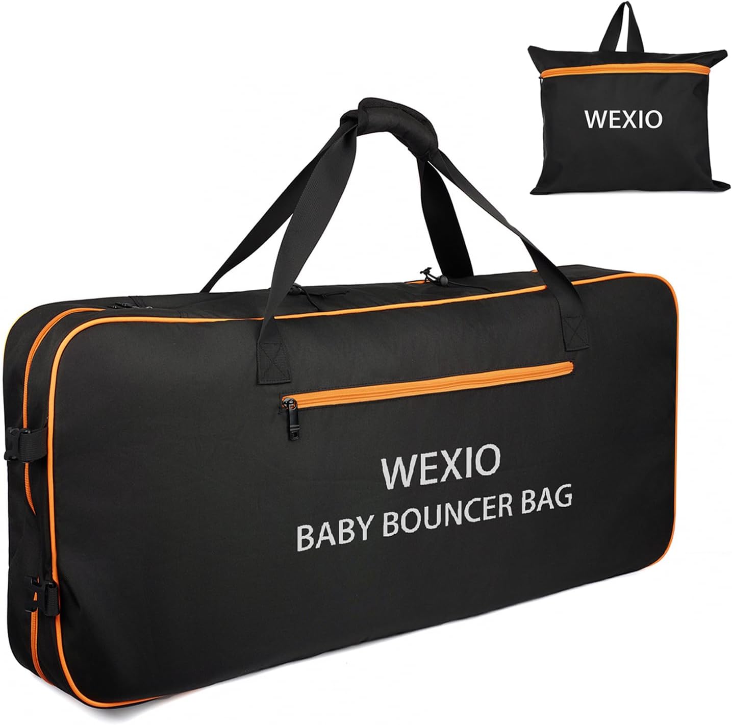 Padded Baby Bouncer Transport Bag, Waterproof Infant Bouncy Seat Travel Bag, Double Zipped Newborn Bouncer Cover with Shoulder Pad,15.7 x 4.7 x 35.4 Inches