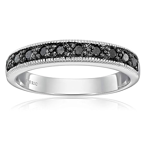 Black Diamond Milgrain Wedding Band