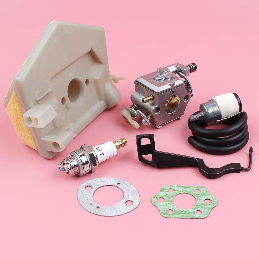 HAOHAO Carburador de Carb Compatible with Husqvarna 55 Filtro de Combustible 51 Estrangulador de Líneas Aéreas de Rod Junta Bujía Motosierra reemplazo del Recambio