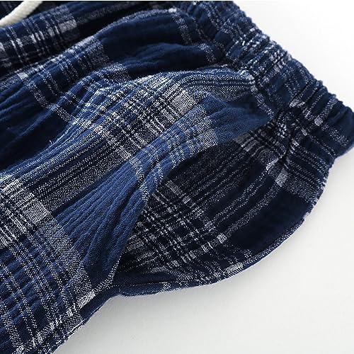 2 Pack Men's Cotton Pajama Bottoms Lightweight Sleep Lounge Pants Plaid Sleepwear Long Pj Pants With Pocket3