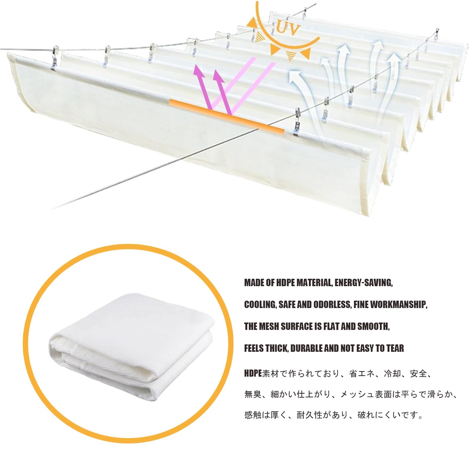 Voile D'ombrage Rétractable Ondulée - Protection UV 90% - Personnalisable (0.8x3m à 3.2x20m) - Pour Terrasse, Jardin
