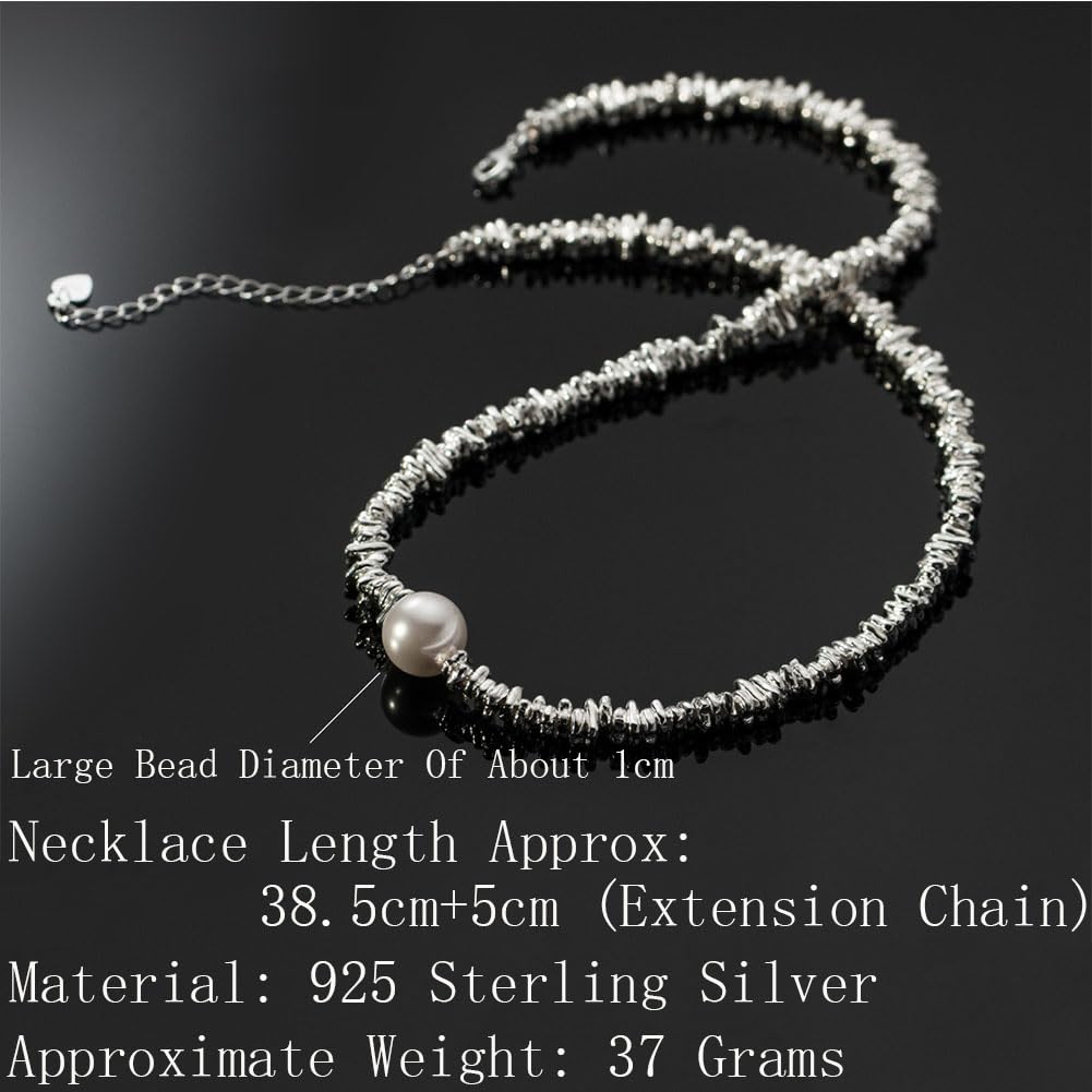 Sterling Silber Elegante Halskette für Frauen Funkelnde Diamant geschnittene Perlenhalsketten Verstellbare Infinity Charm Halslet Schmuck Geschenke Nickelfrei 17 Zoll