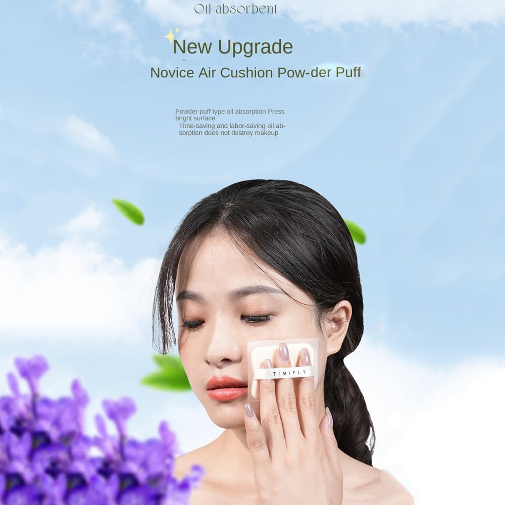 LERFOT� 100Pcs Korean Face Blotting Paper for Oily Skin, Natural Linen Bloating Papers for Oily Face, Oil Absorbing Sheets for Face, with Built-in Mirror & Powder Puff Pad for Men and Women 1