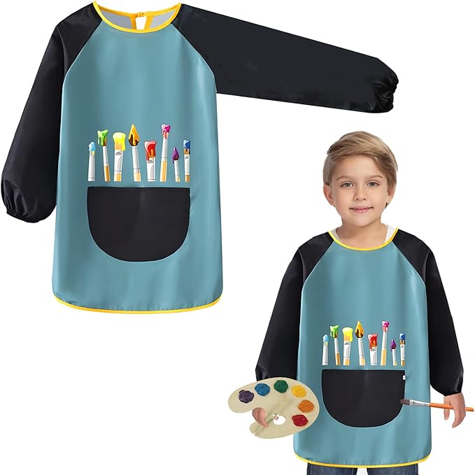 RCYHCY Malschürzen Kinder - 2 Stück Mit Langen Ärmeln, Wasserdicht