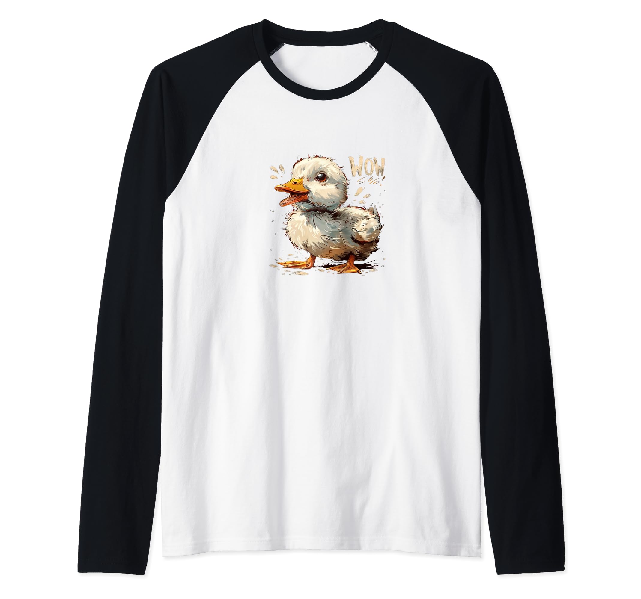 White Duck Cute Wow Daily Style Raglan Baseball Tee