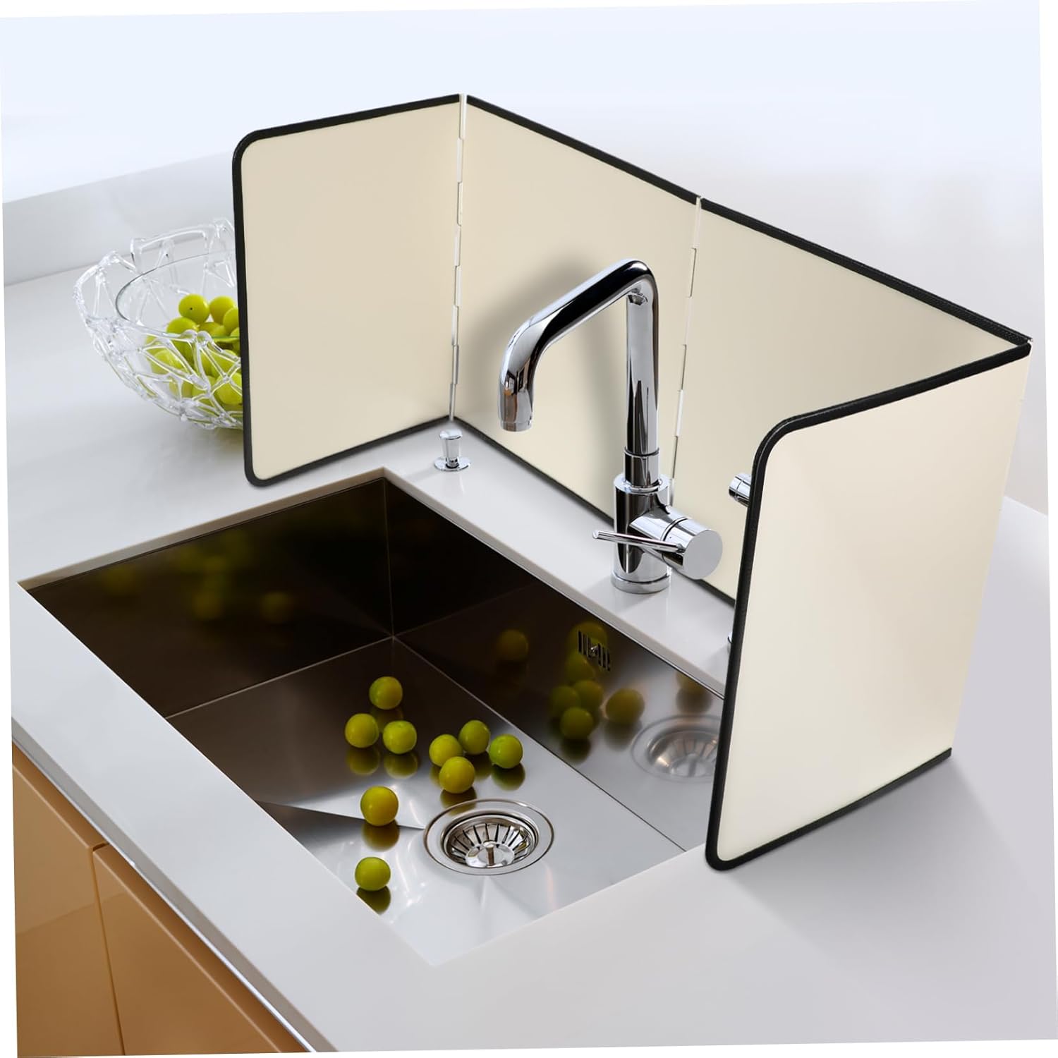 1set Folding Splatter Guard for Cooking High Temp Insulation Board Kitchen Oil Splash Protector Space-saving Design for Gas Stove and Sink Easy to Install and Store