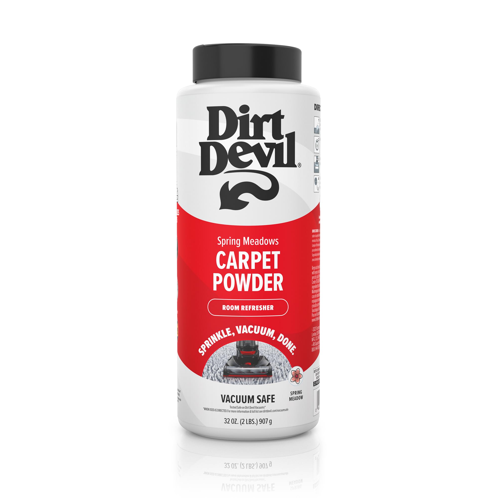 Dirt Devil Carpet Powder, 32 oz, Room Refresher and Odor Eliminator, Spring Meadows Scent, Vacuum Cleaner Safe, For Use on Carpets, Rugs, Upholstery