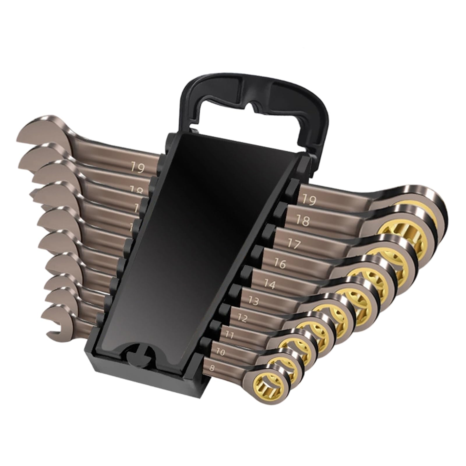Msioytog 10 Piece Set Auto Switching Ratcheting Wrench Set With 5Degree Swing Spanner For Professional Mechanics And Projects Hand Tool Steel Wrench