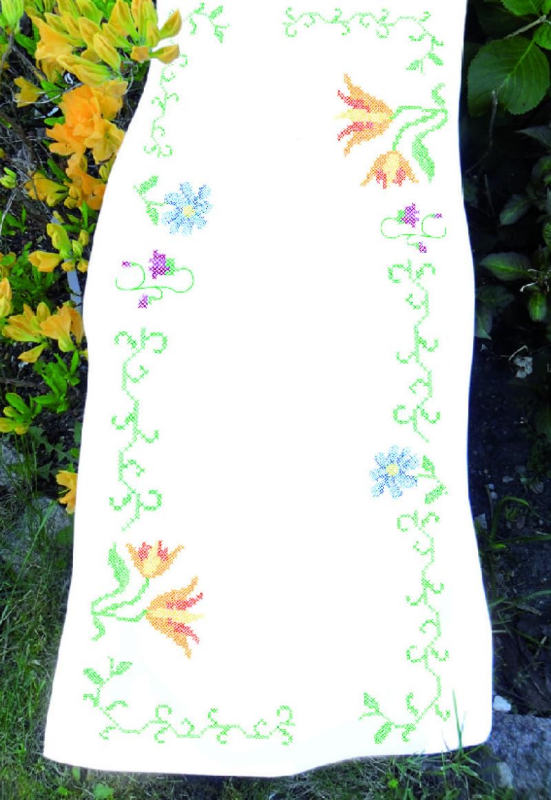 Chemin de table à broder fleurs de la collection Luc Kit d'artisanat